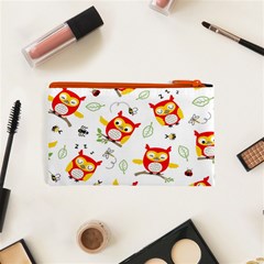 Seamless Pattern Vector Owl Cartoon With Bugs Cosmetic Bag (XS) from ArtsNow.com Back