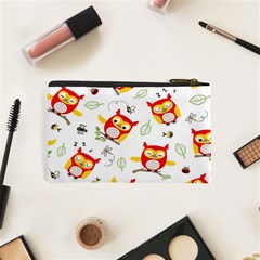 Seamless Pattern Vector Owl Cartoon With Bugs Cosmetic Bag (XS) from ArtsNow.com Back