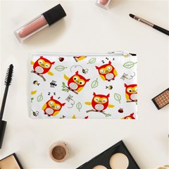 Seamless Pattern Vector Owl Cartoon With Bugs Cosmetic Bag (XS) from ArtsNow.com Back