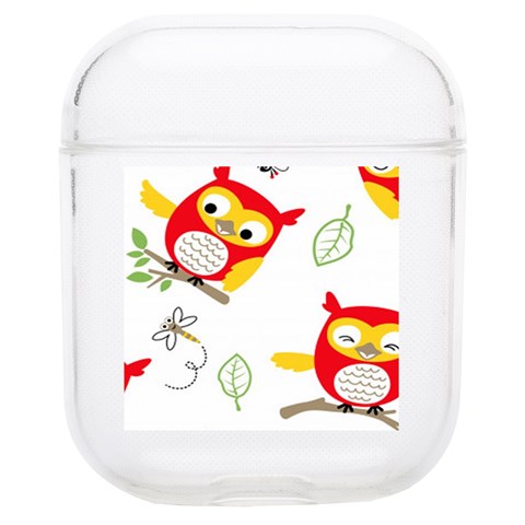 Seamless Pattern Vector Owl Cartoon With Bugs Soft TPU AirPods 1/2 Case from ArtsNow.com Front