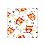 Seamless Pattern Vector Owl Cartoon With Bugs Satin Bandana Scarf 22  x 22 