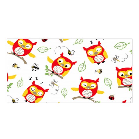 Seamless Pattern Vector Owl Cartoon With Bugs Satin Shawl 45  x 80  from ArtsNow.com Front
