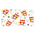 Seamless Pattern Vector Owl Cartoon With Bugs Satin Shawl 45  x 80 