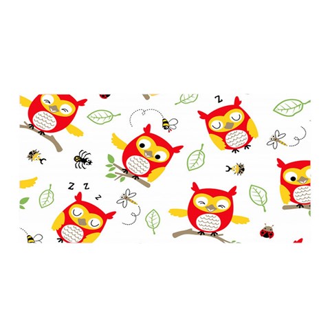 Seamless Pattern Vector Owl Cartoon With Bugs Satin Wrap 35  x 70  from ArtsNow.com Front