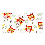 Seamless Pattern Vector Owl Cartoon With Bugs Satin Wrap 35  x 70 