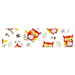 Seamless Pattern Vector Owl Cartoon With Bugs Oblong Satin Scarf (16  x 60 )
