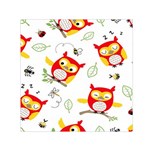Seamless Pattern Vector Owl Cartoon With Bugs Square Satin Scarf (30  x 30 )