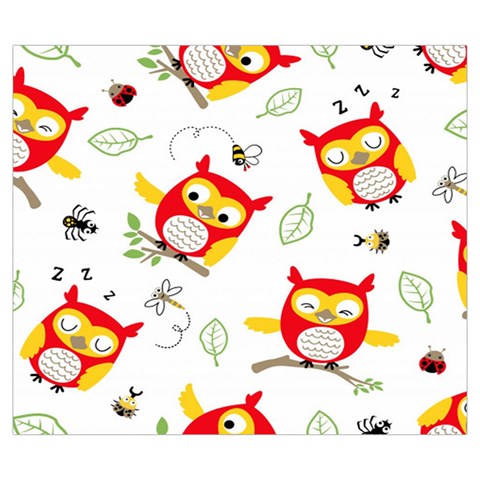 Seamless Pattern Vector Owl Cartoon With Bugs Zipper Large Tote Bag from ArtsNow.com Front
