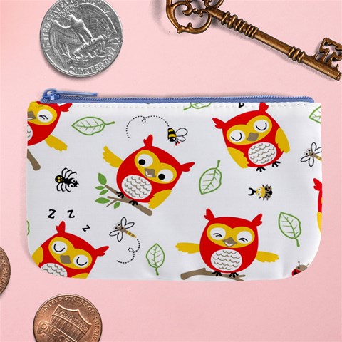 Seamless Pattern Vector Owl Cartoon With Bugs Large Coin Purse from ArtsNow.com Front
