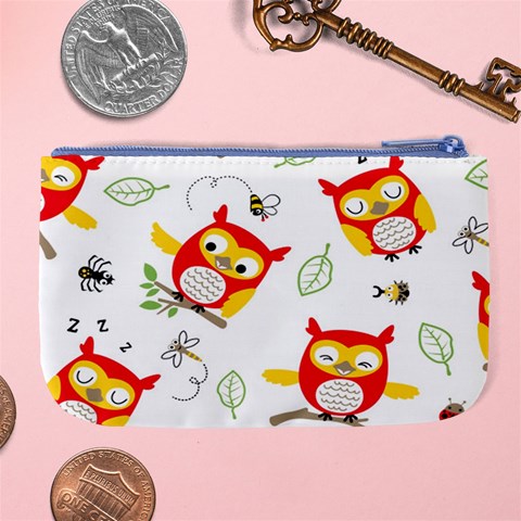 Seamless Pattern Vector Owl Cartoon With Bugs Large Coin Purse from ArtsNow.com Back