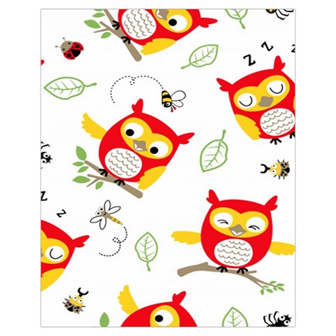 Seamless Pattern Vector Owl Cartoon With Bugs Drawstring Pouch (XL) from ArtsNow.com Front