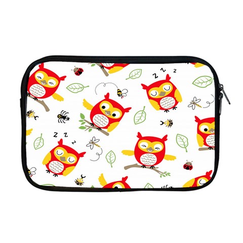Seamless Pattern Vector Owl Cartoon With Bugs Apple MacBook Pro 17  Zipper Case from ArtsNow.com Front