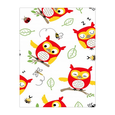 Seamless Pattern Vector Owl Cartoon With Bugs Medium Tapestry from ArtsNow.com Front