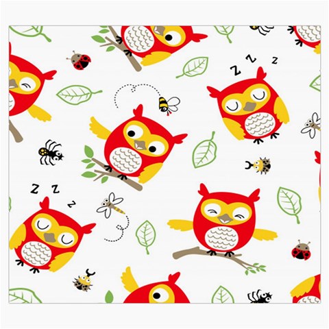 Seamless Pattern Vector Owl Cartoon With Bugs Roll Up Canvas Pencil Holder (S) from ArtsNow.com Front