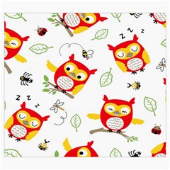 Seamless Pattern Vector Owl Cartoon With Bugs Roll Up Canvas Pencil Holder (S) from ArtsNow.com Front