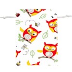 Seamless Pattern Vector Owl Cartoon With Bugs Lightweight Drawstring Pouch (XL)