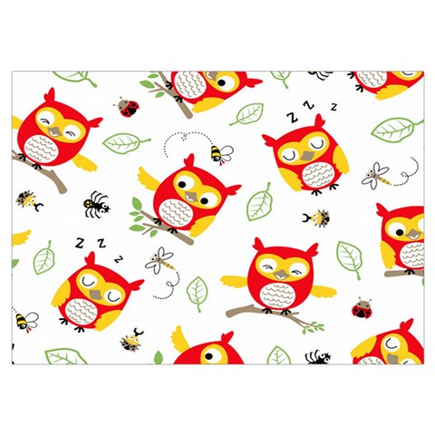 Seamless Pattern Vector Owl Cartoon With Bugs Wristlet Pouch Bag (Small) from ArtsNow.com Belt Loop