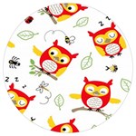Seamless Pattern Vector Owl Cartoon With Bugs Round Trivet