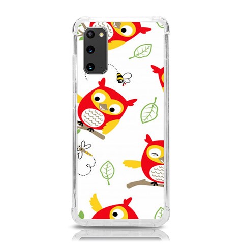 Seamless Pattern Vector Owl Cartoon With Bugs Samsung Galaxy S20 6.2 Inch TPU UV Case from ArtsNow.com Front