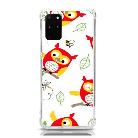 Seamless Pattern Vector Owl Cartoon With Bugs Samsung Galaxy S20Plus 6.7 Inch TPU UV Case from ArtsNow.com Front