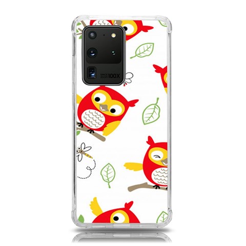 Seamless Pattern Vector Owl Cartoon With Bugs Samsung Galaxy S20 Ultra 6.9 Inch TPU UV Case from ArtsNow.com Front
