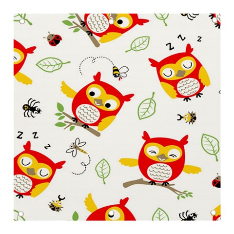 Seamless Pattern Vector Owl Cartoon With Bugs Banner and Sign 3  x 3  from ArtsNow.com Front