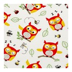 Seamless Pattern Vector Owl Cartoon With Bugs Banner and Sign 3  x 3 