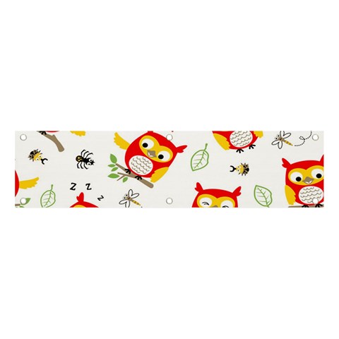 Seamless Pattern Vector Owl Cartoon With Bugs Banner and Sign 4  x 1  from ArtsNow.com Front