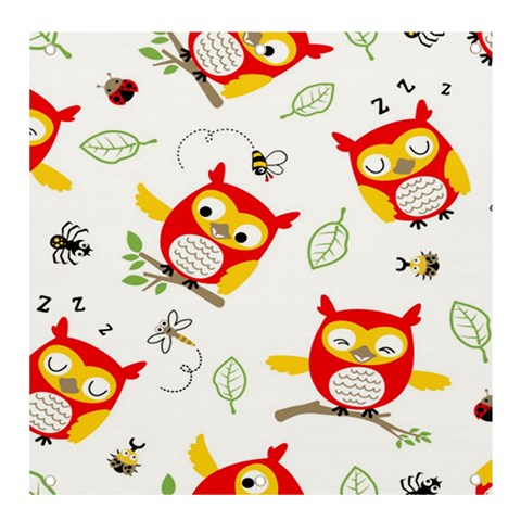Seamless Pattern Vector Owl Cartoon With Bugs Banner and Sign 4  x 4  from ArtsNow.com Front