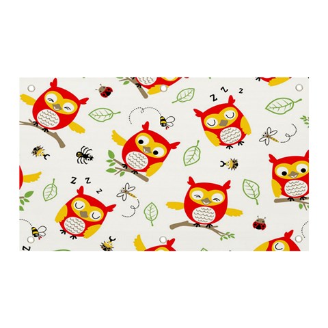 Seamless Pattern Vector Owl Cartoon With Bugs Banner and Sign 5  x 3  from ArtsNow.com Front