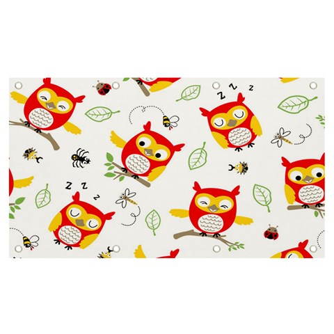 Seamless Pattern Vector Owl Cartoon With Bugs Banner and Sign 7  x 4  from ArtsNow.com Front