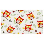 Seamless Pattern Vector Owl Cartoon With Bugs Banner and Sign 7  x 4 