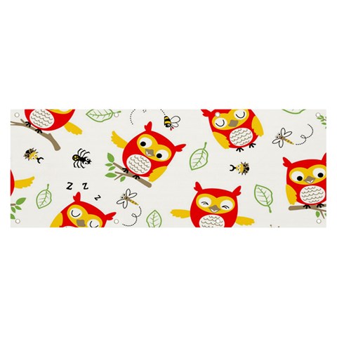 Seamless Pattern Vector Owl Cartoon With Bugs Banner and Sign 8  x 3  from ArtsNow.com Front