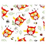 Seamless Pattern Vector Owl Cartoon With Bugs Premium Plush Fleece Blanket (Small)