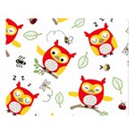 Seamless Pattern Vector Owl Cartoon With Bugs Premium Plush Fleece Blanket (Large)