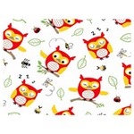 Seamless Pattern Vector Owl Cartoon With Bugs Two Sides Premium Plush Fleece Blanket (Extra Small)