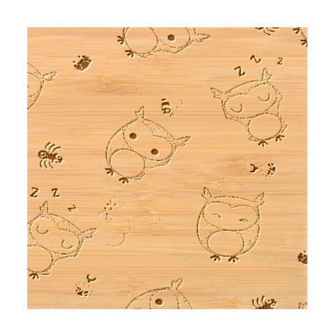 Seamless Pattern Vector Owl Cartoon With Bugs Bamboo Coaster Set from ArtsNow.com Coaster 1