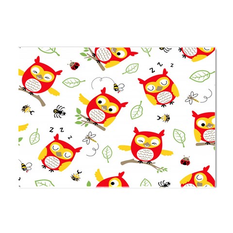 Seamless Pattern Vector Owl Cartoon With Bugs Crystal Sticker (A4) from ArtsNow.com Front