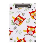 Seamless Pattern Vector Owl Cartoon With Bugs A5 Acrylic Clipboard