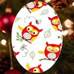 Seamless Pattern Vector Owl Cartoon With Bugs UV Print Acrylic Ornament Oval