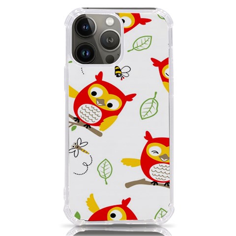 Seamless Pattern Vector Owl Cartoon With Bugs iPhone 13 Pro Max TPU UV Print Case from ArtsNow.com Front