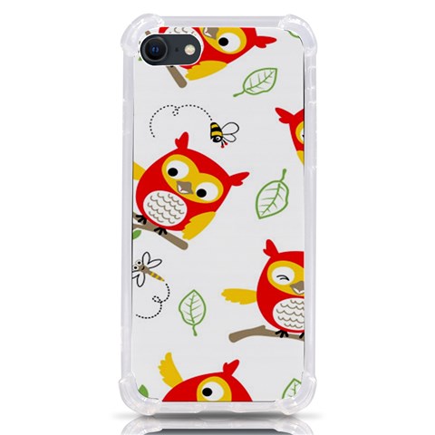 Seamless Pattern Vector Owl Cartoon With Bugs iPhone SE from ArtsNow.com Front