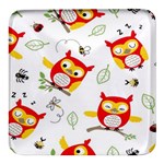 Seamless Pattern Vector Owl Cartoon With Bugs Square Glass Fridge Magnet (4 pack)