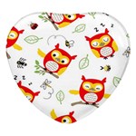 Seamless Pattern Vector Owl Cartoon With Bugs Heart Glass Fridge Magnet (4 pack)