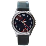 Gradient Geometric Shapes Dark Background Design Round Metal Watch
