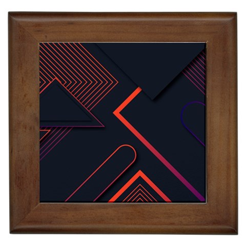 Gradient Geometric Shapes Dark Background Design Framed Tile from ArtsNow.com Front