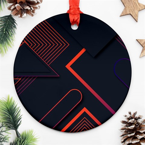 Gradient Geometric Shapes Dark Background Design Ornament (Round) from ArtsNow.com Front