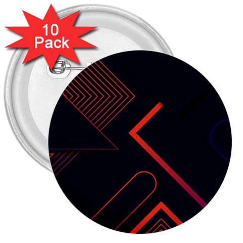 Gradient Geometric Shapes Dark Background Design 3  Buttons (10 pack)  from ArtsNow.com Front