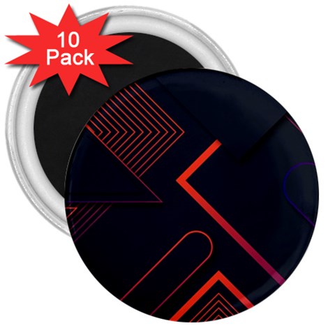 Gradient Geometric Shapes Dark Background Design 3  Magnets (10 pack)  from ArtsNow.com Front