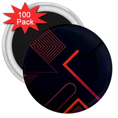 Gradient Geometric Shapes Dark Background Design 3  Magnets (100 pack) from ArtsNow.com Front